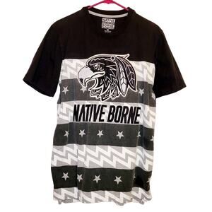 Vintage Native Born black and white Eagle Chief t-shirt Size Medium